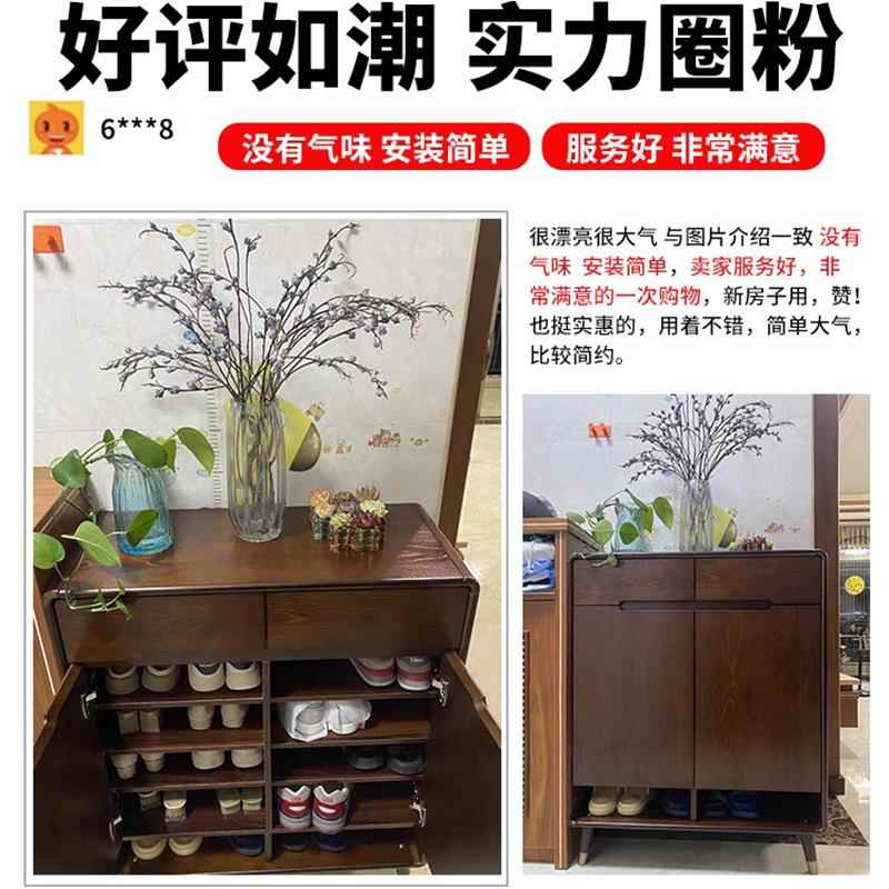 新量中式鞋柜纯全实木大容客家门YX05口厅小用户型入户玄关一体收