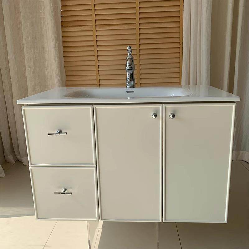 奶油风浴室柜组合橡木烤漆洗漱台可定制陶瓷一体盆法式洗手台盆柜