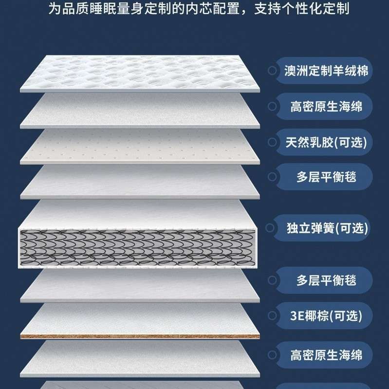席梦思弹簧床1垫经济型软硬两用0c2厚1.9545m米.8m乳胶椰棕家用天
