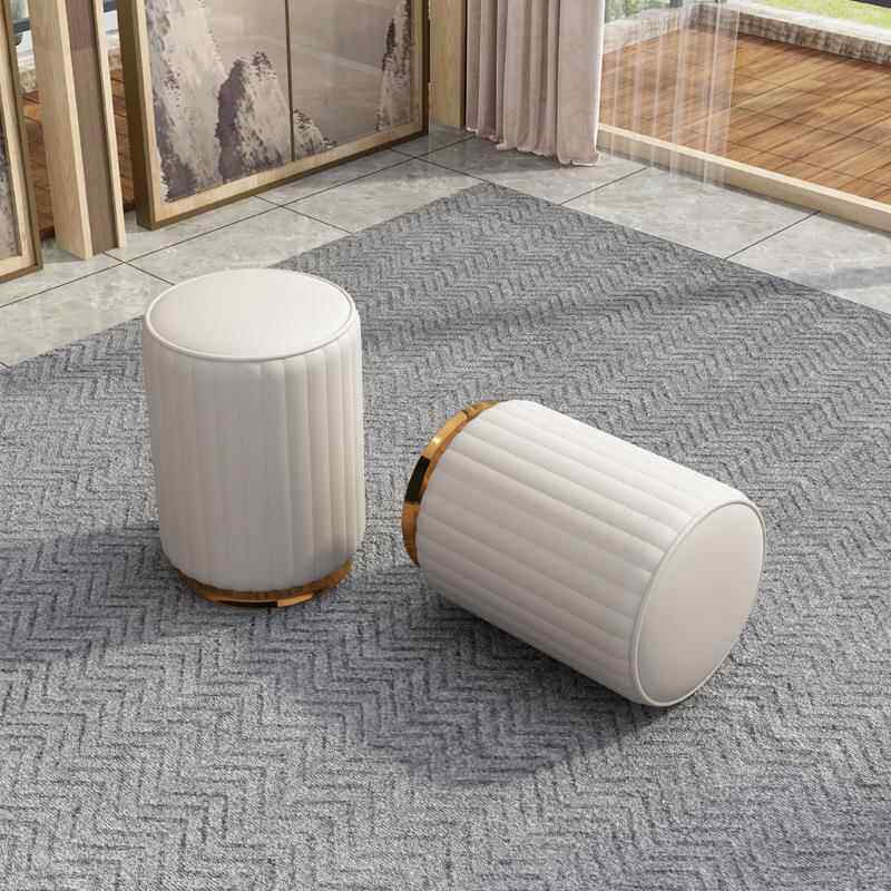 实木家用小凳矮凳几皮墩客厅小凳子板创意圆RPR皮凳子时沙尚发凳