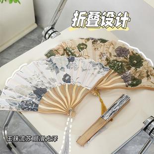 旗袍风扇可折叠小扇子居家日用扇子 青少年适用风扇古风折扇新中式