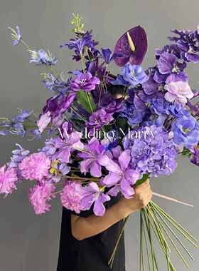 婚庆彷真花紫色系婚礼堂假花绢花绣球吊顶路引道具浅紫色