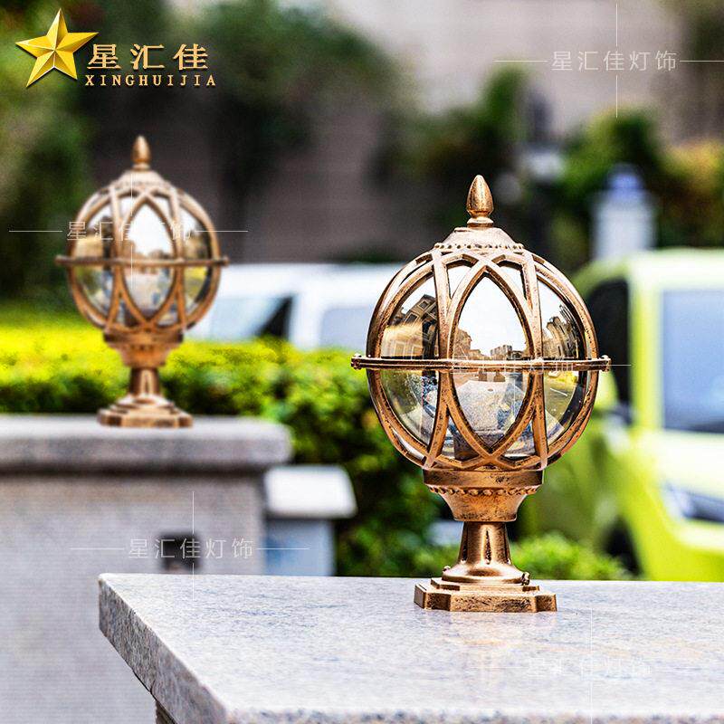 户外防水圆型柱头灯接电大门柱子灯庭院围墙顶灯别墅花园阳台照明