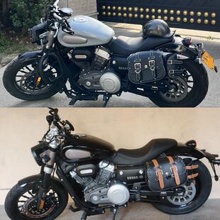 覆古机车钱江奔达灰石金吉拉300通用防水皮革带锁边箱边包挂包