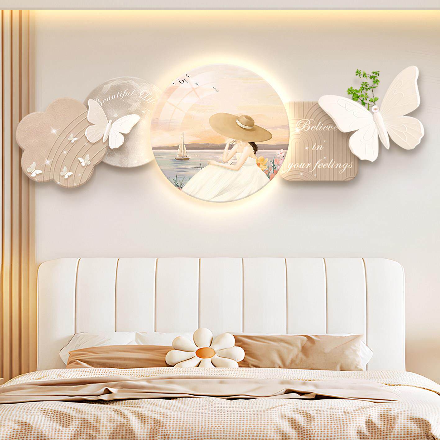 高级感卧室床头装饰画 画主卧房间背景墙挂画 画酒店民宿温馨气氛