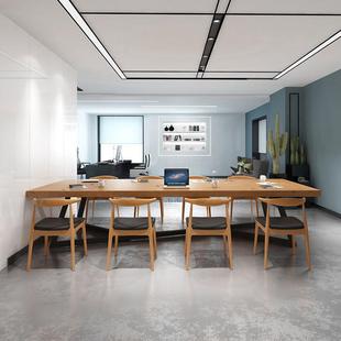 严选简办公桌椅职员商多人wyy20250位实木电脑桌LOFT创意长约会议