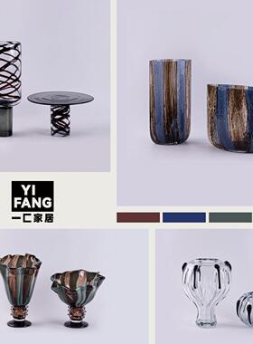 一匚 法式琉璃渐变色花瓶 客厅高级感网红玻璃花器餐桌艺术摆件