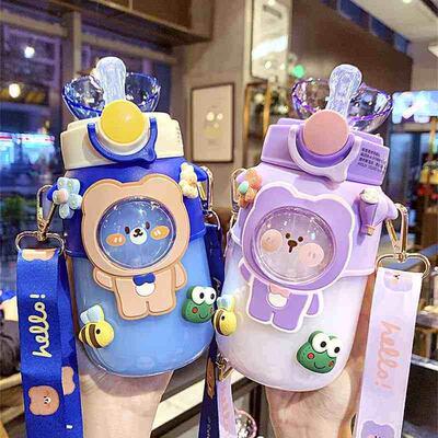 720ml Kids Water Bottle For Children Straw With Stickers Cut