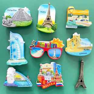 世界旅游迪拜巴黎埃非尔铁塔冰箱贴墨西哥玛雅金字塔法国日本英国