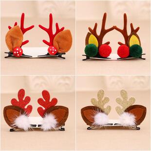 Buckhorn mink hair clip for Christmas鹿角发卡