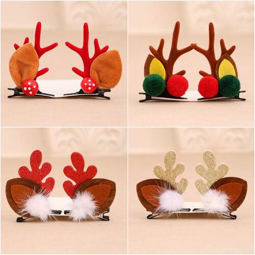 Buckhorn mink hair clip for Christmas鹿角发卡