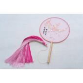 批发桃花挽月舞扇子长流苏国风古典舞圆扇刺绣花团扇跳舞桃花扇子