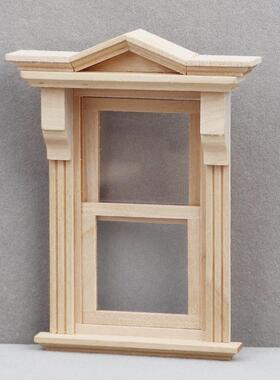 1:12娃娃屋dollhouse装饰配件门窗模型微缩场景木质窗户上下推窗
