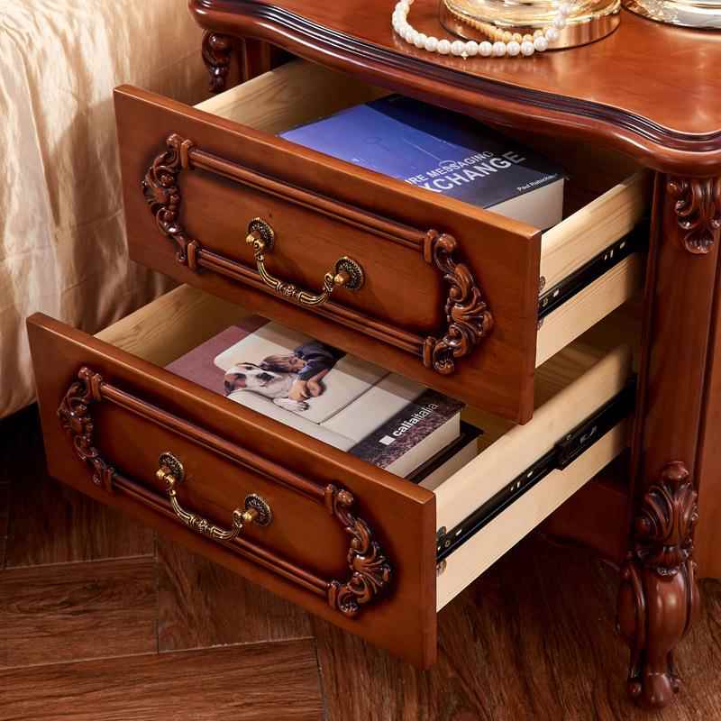 欧CT-G13式床实头柜雕美式木床头桌卧室储物收纳带抽屉欧式床边柜