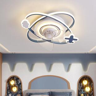 2022年新款 旋转摇头一体风扇灯卧室简约儿童房间吸顶灯隐形吊扇灯