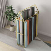 北欧窗帘吊卡展示架家纺布艺落地式 陈列架子可移动带轮挂布料样品