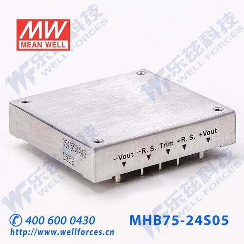 明纬DC-DC转换电源MHB75-24S24 75W18~36V转24V3.13A单路输出