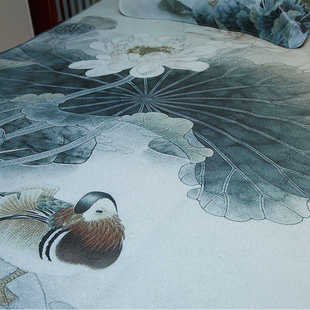 牛皮席头层水牛皮凉席 1.8米彩绘水墨风彩色软席牛皮软席子