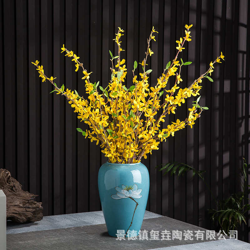 景德镇陶瓷花瓶新中式创意家居样板间摆件手绘干花水培插花器花瓶