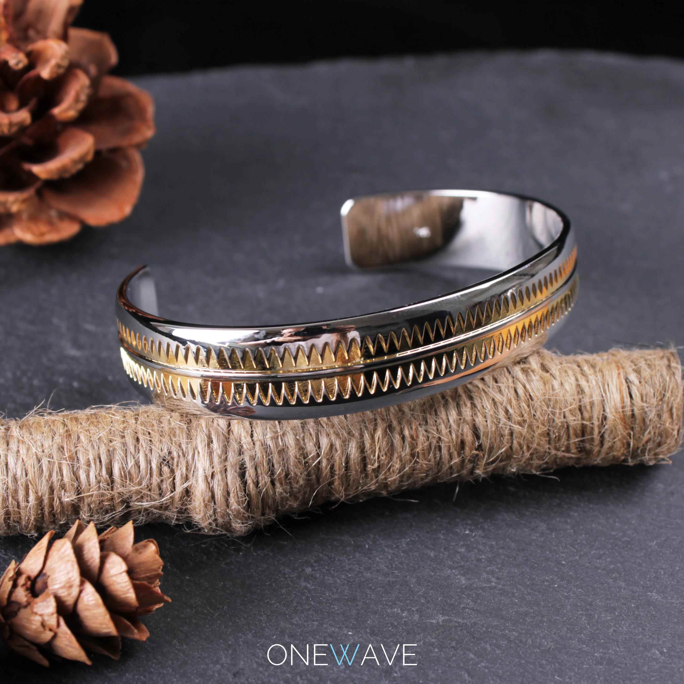 新款UND纯ERCOVR 银手镯 高桥盾纹身图腾锯齿腕手饰E GIZ情侣银饰