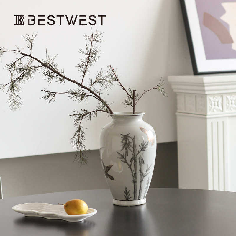新花瓶台灯west奢竹中式陶瓷家居套装 储藏 罐装报平安饰品轻best