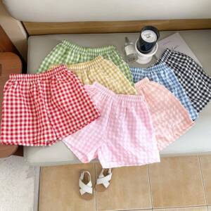 3 Summer Shorts Striped Plaid Casual Pants Wearable Daily