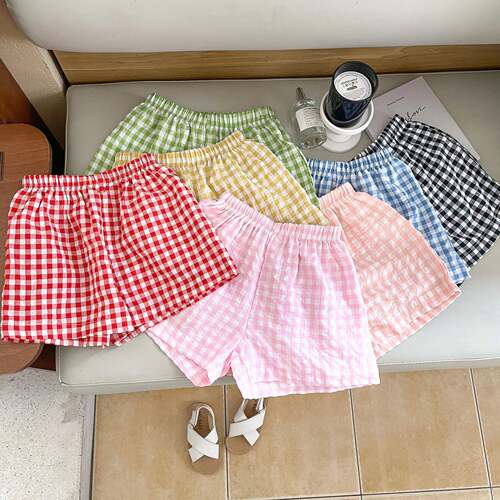 3 Summer Shorts Striped Plaid Casual Pants Wearable Daily