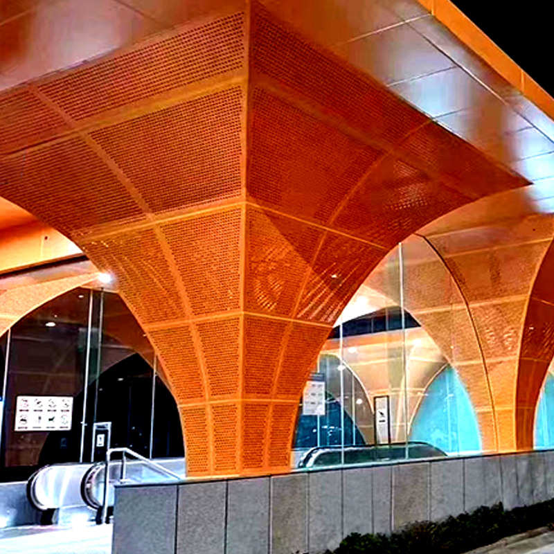 单板板外墙红色镂空造型厂家金属材料冲艺术孔铝装饰建材透光氟碳