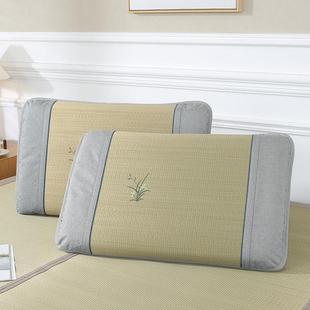 夏天天然草席枕片蔺草凉席枕套成人儿童枕席单人夏季透气枕头套