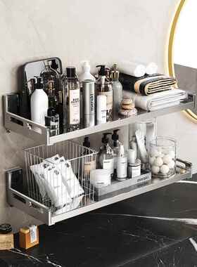 A3F77T77989L4不锈钢壁挂厨免打孔墙上房微波炉调料罐收纳置物架