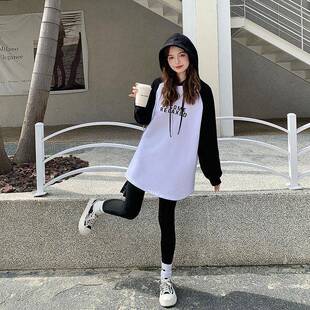 设计感新款撞底长袖恤女中长厚款宽松色ZZB278白色上衣加龄打衫