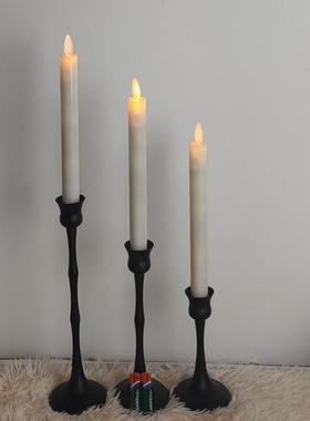 ins创意复古北欧烛台 金属铁艺烛台托盘烛光晚餐蜡烛底座铁柱烛台