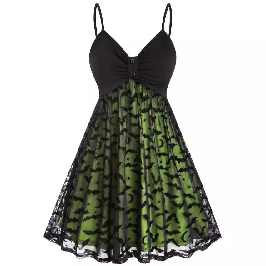 Women's plus size dress neon light bat belt dress party图片