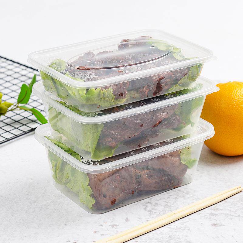 凯天餐盒厂家直供方形饭盒透明带盖外卖打包盒一次性快餐盒