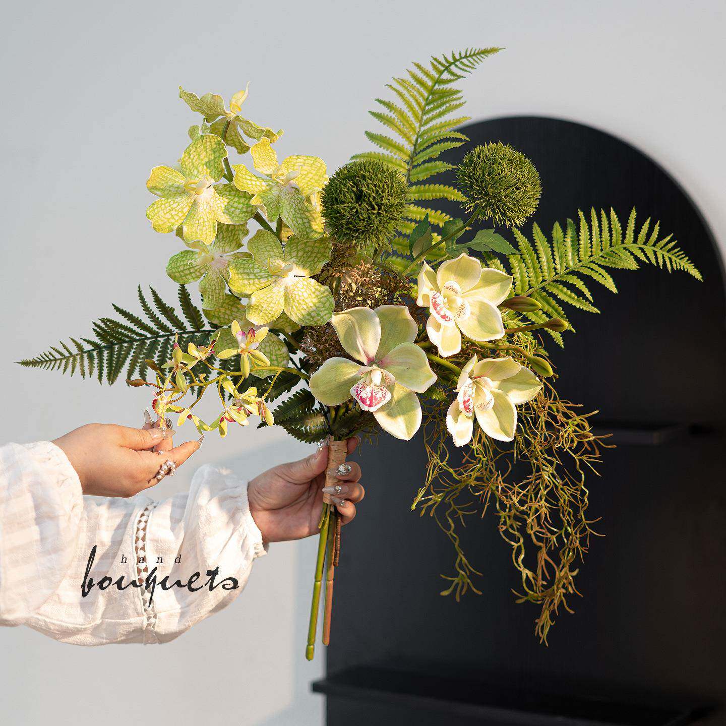 新中式仿真花蕙兰万代兰手捧花客厅假花花束摆件餐桌花拍照摄影花