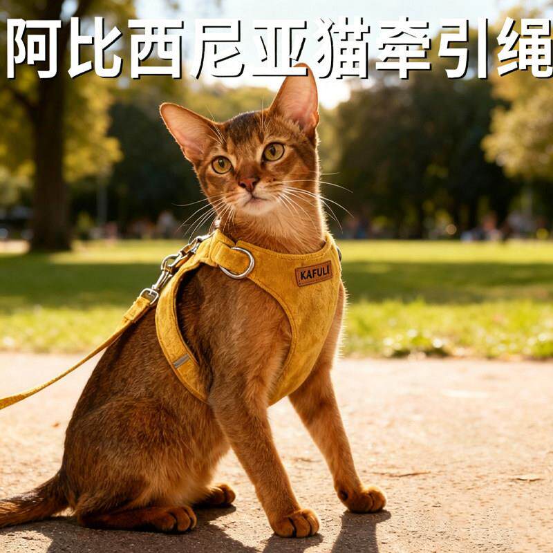 阿比西尼亚猫牵引绳防挣脱外出专用小猫咪出门绳子背心胸背可调节