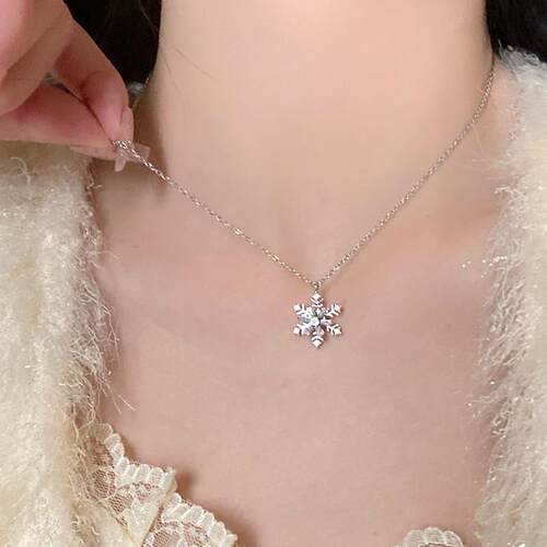 雪花项链女生新款吊坠毛衣链项链配饰女夏冬锁骨链首饰0904z