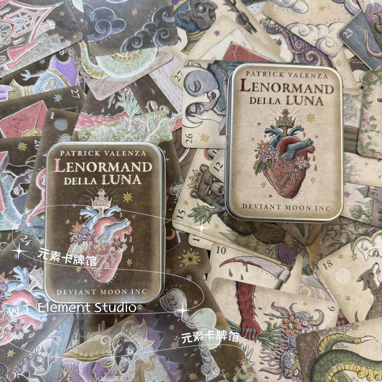 现 送牌袋 Lenormand della Luna 口袋邪月雷诺曼 正片负片 铁盒