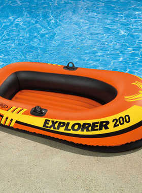 两人橡皮皮划艇intex58331船双人鱼船充气探险者船加厚船钓充气