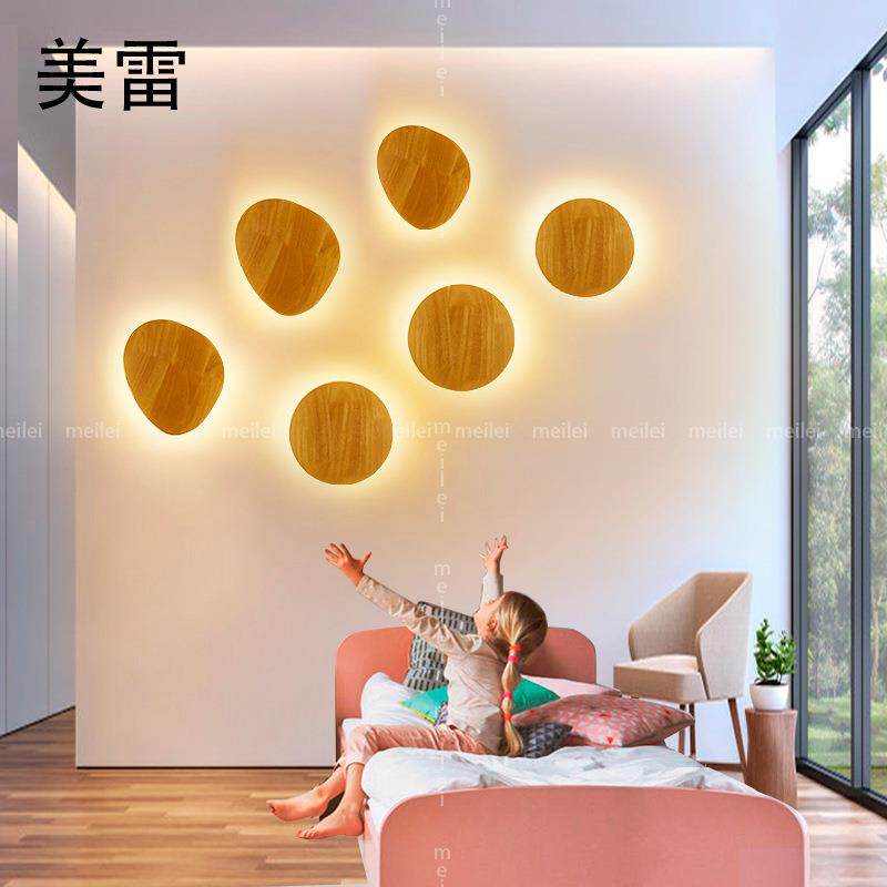 北欧原木壁灯个性卧室客厅儿童小现代简约创意led过道走廊床头灯