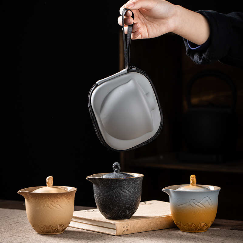 快客杯旅行茶具套装便携包泡茶功夫茶杯单人一壶二杯户外茶壶出差