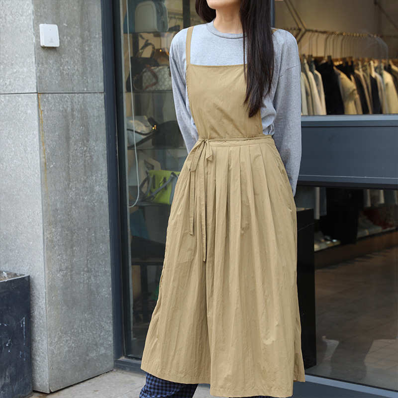 法式围裙厨房女士防水年轻定 制美甲文艺长款背带森系ins风韩系