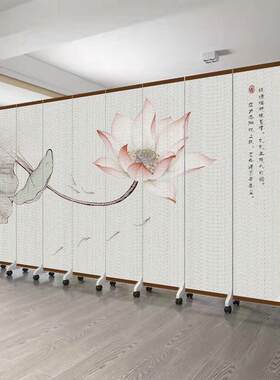 中式屏风隔断客厅遮挡卧室玄关可移动折叠墙办公室山水画仿古室内