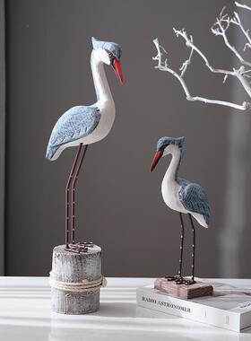 创意地中海风格实木海鸟海鸥客厅入口装饰窗户婚礼装饰饰品