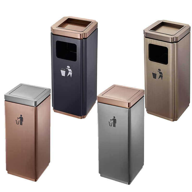 大堂垃圾筒铸铝灭烟板头座地烟灰桶翻盖废纸桶带烟灰缸电梯口走廊