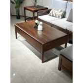 全实木茶几现代简约客厅家用北欧带抽茶台小户型胡桃木长方形茶桌