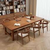 客厅大长书书桌一板工作台配沙发纯实木大长条桌家用体去客厅967