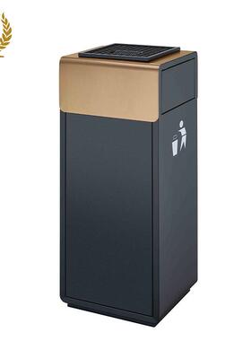 广州南方户外公共场所铁质垃圾桶黑色烤漆方形掩盖垃圾桶GPX-249