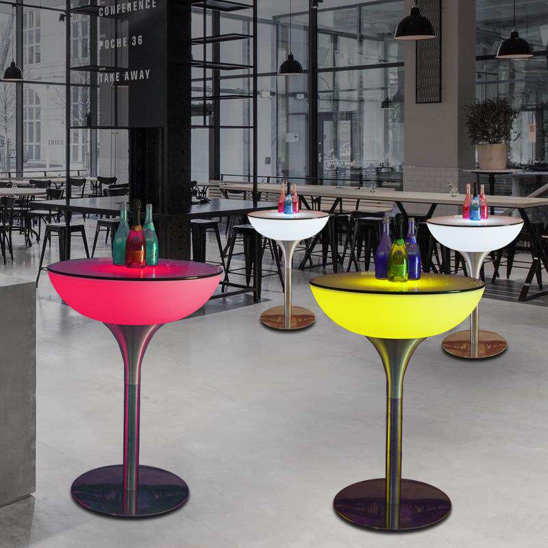 LED塑胶发光茶几餐桌灯饰家具800mm咖啡桌酒吧吧桌KTV酒吧吧台