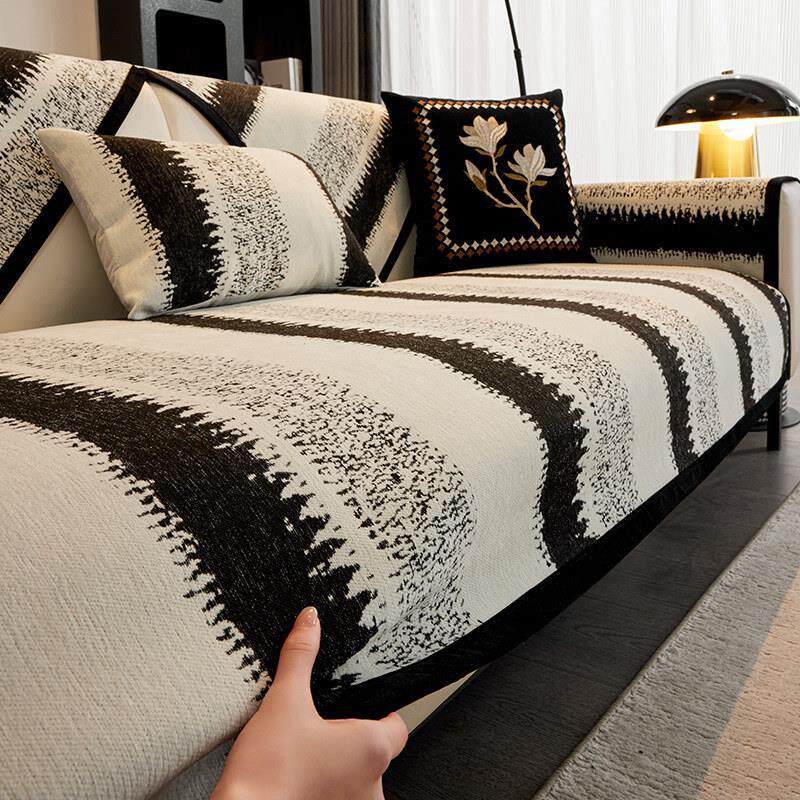 轻奢高级感雪尼尔沙发垫四季通用2025新款简约现代直排坐垫子盖布